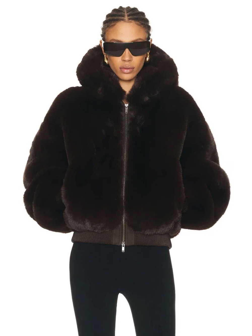 SKIMS Ski Faux Fur Shrunken Zip Up Jacket XXS